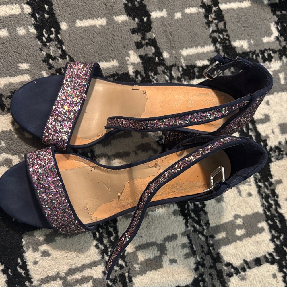 Glitter Strap Navy Sandals